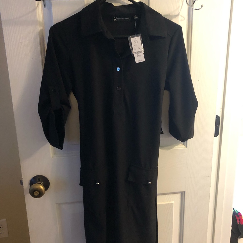 NY and Company black shirt dress small petite